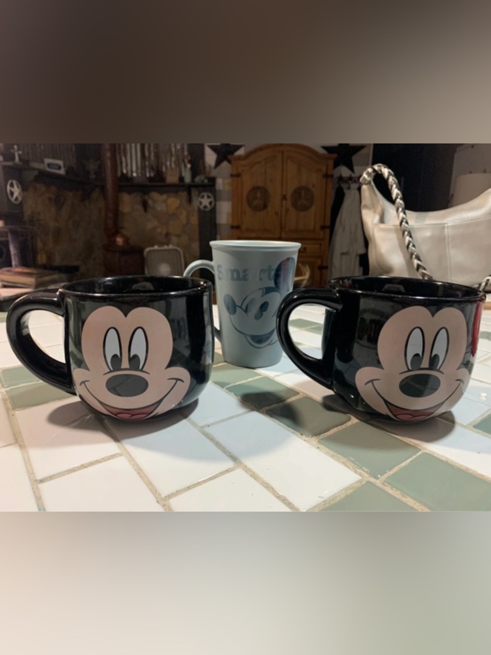 Disney Mickey Mouse Black Ceramic Coffee Mug - Set of 3 pieces
